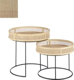 Mica Decorations Leandro Bijzettafel - Set Van 2 - H45 X Ø45 Cm - Zwart