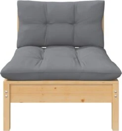 VidaXL 3-delige Loungeset Met Grijze Kussens Massief Grenenhout -Tuinmeubilair 1118x1200 2