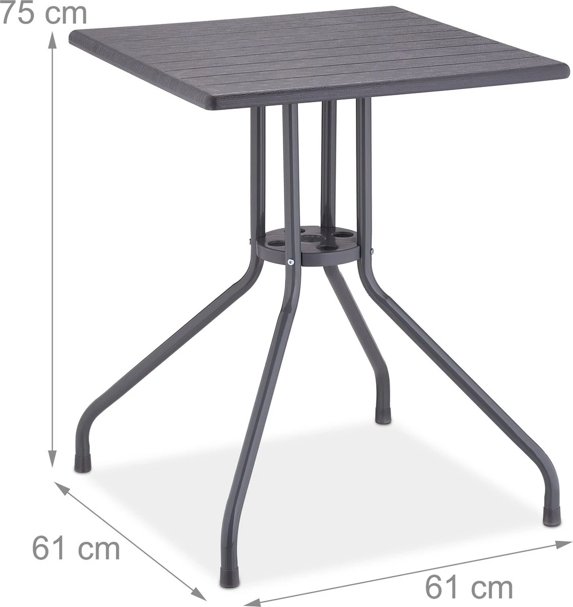Relaxdays Tuintafel Vierkant - Buitentafel - Kleine Eettafel Tuin - Balkontafel Kunststof 6 Relaxdays Tuintafel Vierkant - Buitentafel - Kleine Eettafel Tuin - Balkontafel Kunststof - Afbeelding 4