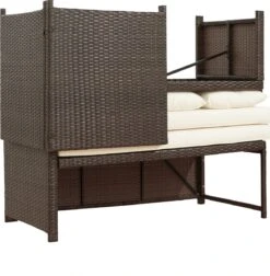 Teamson Home 3-Delig Hoek Loungeset - Tuinmeubelen - Tuinbank - Omvat Tafel En Kussens - Rotan - Bruin/Wit -Tuinmeubilair 1177x1200 4