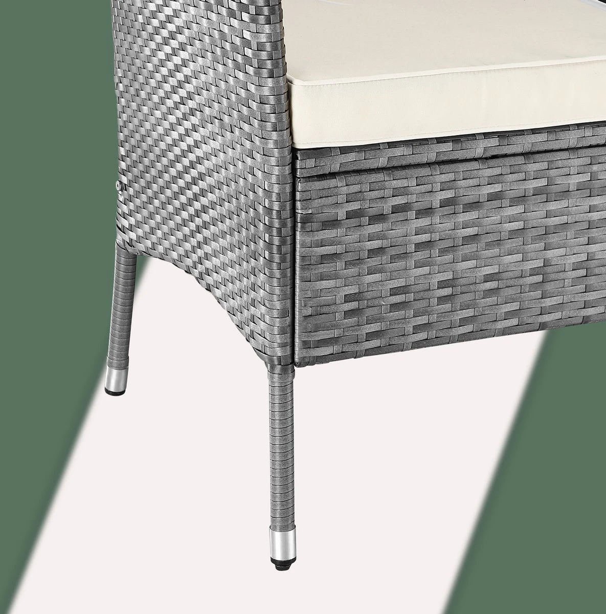 Casaria Polyrattan Tuinbank - Incl. Tafel & Kussens 7 Cm - Grijs 4 Casaria Polyrattan Tuinbank - Incl. Tafel & Kussens 7 Cm - Grijs - Afbeelding 2