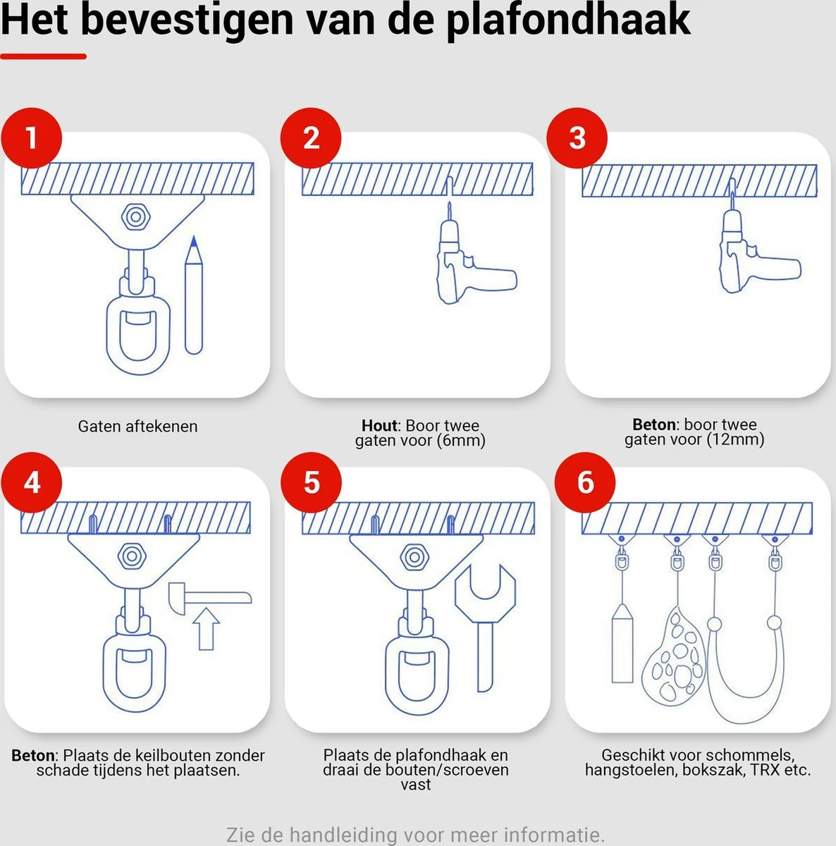 Ophangsysteem - Plafondhaak RVS - Ophanghaak TRX - Hangstoel Buiten - Hangstoel Binnen – Schommelstoel - Schommel - Bokszakken - RVS - 300kg 10 Ophangsysteem - Plafondhaak RVS - Ophanghaak TRX - Hangstoel Buiten - Hangstoel Binnen – Schommelstoel - Schommel - Bokszakken - RVS - 300kg - Afbeelding 8