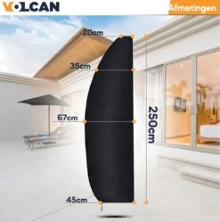 Volcan Parasolhoes Voor Zweefparasol - Tot 300cm - Waterdicht - Oxford 420D - Met Rits, Trekkoord En Stok - Zwart 16 Volcan Parasolhoes Voor Zweefparasol - Tot 300cm - Waterdicht - Oxford 420D - Met Rits, Trekkoord En Stok - Zwart -Tuinmeubilair 1190x1200 4
