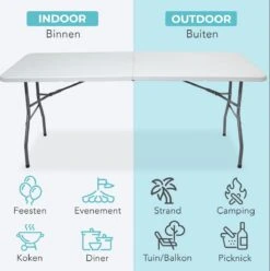 LifeGoods Klaptafel - Inklapbaar - 70x180cm - Verstelbare Vouwtafel - Weerbestendig - Wit -Tuinmeubilair 1193x1200 3
