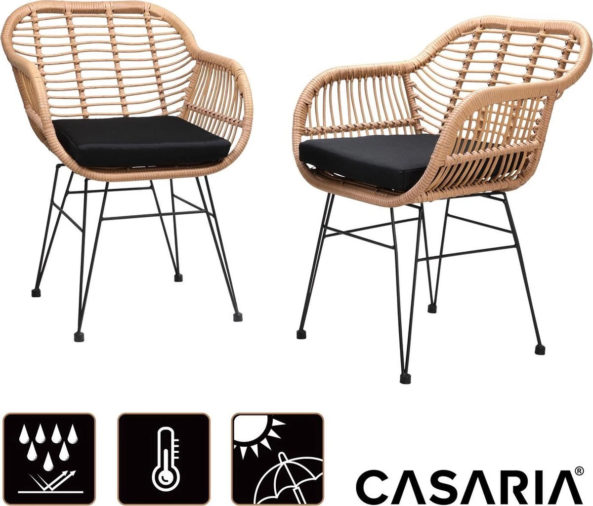 Casaria Polyrotan Kuipstoel Bali - Met Kussens – 2 Stuks 11 Casaria Polyrotan Kuipstoel Bali - Met Kussens – 2 Stuks - Afbeelding 9