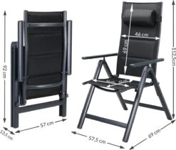 Casaria Tuinstoel Aluminium - 2 Stuks Inklapbaar - Antraciet -Tuinmeubilair 1200x1026 1