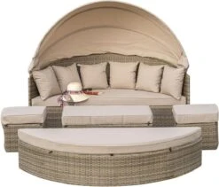 Merkloos Zonneeiland, Beige, Loveseat, Relax-eiland, Loungebed, Ligbed, Loungeset,"Riva"