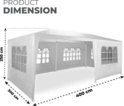 MaxxGarden Partytent - Paviljoen - 300 X 600 X 250 Cm - Met Zijwanden - Waterdicht Pro - 32mm Buizen – Wit -Tuinmeubilair 1200x1030 1