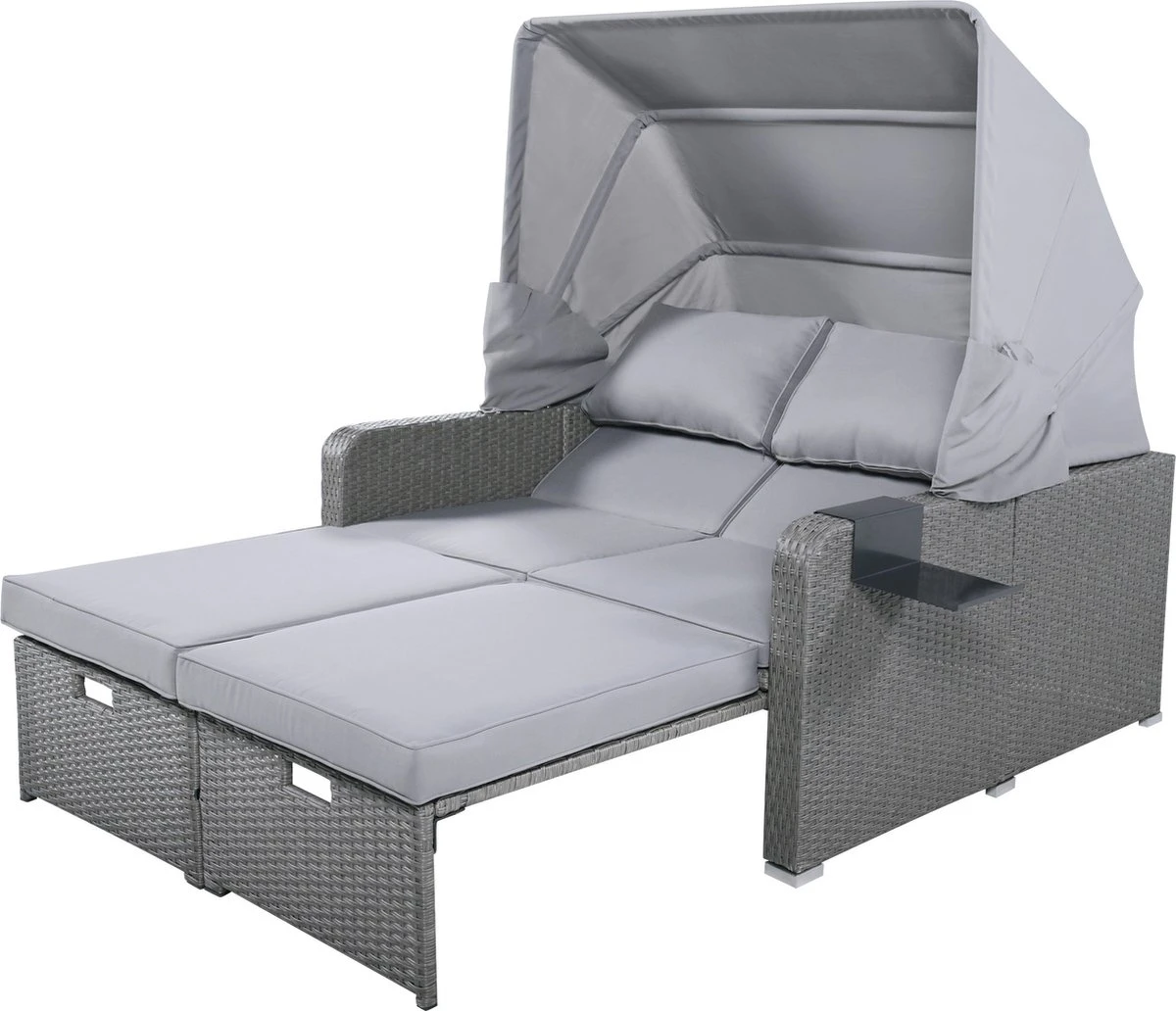 Polyrattan Patio Rieten Meubels Set Voor 2 Personen-Outdoor Rattan Sofa Set Met Intrekbare Luifel-lounge Bank-PE Rotan Loveseat Voor Achtertuin Veranda Tuin Zwembad Balkon-grijs 17 Polyrattan Patio Rieten Meubels Set Voor 2 Personen-Outdoor Rattan Sofa Set Met Intrekbare Luifel-lounge Bank-PE Rotan Loveseat Voor Achtertuin Veranda Tuin Zwembad Balkon-grijs - Afbeelding 15