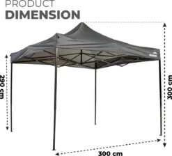 MaxxGarden Easy-up Partytent - 3x3m - Standaard - Waterdicht - Opvouwbaar - Inclusief Draagtas - Antraciet -Tuinmeubilair 1200x1086 3