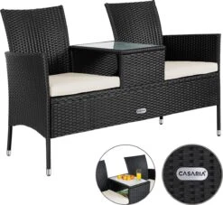 Casaria Polyrattan Tuinbank - Incl. Kussen - 143x55x88 Cm Zwart 18 Casaria Polyrattan Tuinbank - Incl. Kussen - 143x55x88 Cm Zwart -Tuinmeubilair 1200x1101 1