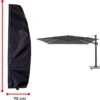 Luxe Parasolhoes Met Rits En Stok Voor Zweefparasol | 265 X 70 Cm | Waterdicht | Rits En Stok | Geschikt Voor Parasol Van 300 Cm | Zwart