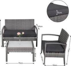 Casaria Polyrattan Loungeset – 2 Stoelen 1 Bank 1 Tafel - Antraciet 21 Casaria Polyrattan Loungeset – 2 Stoelen 1 Bank 1 Tafel - Antraciet -Tuinmeubilair 1200x1104 4
