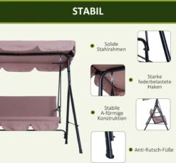 Outsunny Hollywoodschommel 3-zits Tuinschommel Schommelbank Met Dak 3 Kleuren 84A-054 -Tuinmeubilair 1200x1113