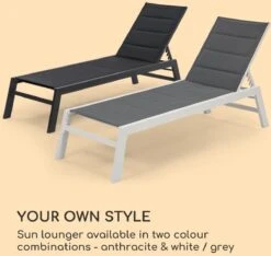 Blumfeldt Renazzo Lounge Ligstoel - Ligbed Voor De Tuin - Aluminium Tuinstoel - 6 Standen - Waterafstotend - Bekleding Van 70 % Pvc En 30 % Polyetheen - Grijs -Tuinmeubilair 1200x1137 2