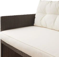 Teamson Home 3-Delig Hoek Loungeset - Tuinmeubelen - Tuinbank - Omvat Tafel En Kussens - Rotan - Bruin/Wit -Tuinmeubilair 1200x1150 3