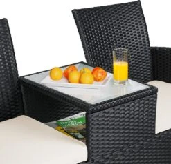 Casaria Polyrattan Tuinbank - Incl. Kussen - 143x55x88 Cm Zwart 17 Casaria Polyrattan Tuinbank - Incl. Kussen - 143x55x88 Cm Zwart -Tuinmeubilair 1200x1155