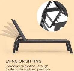 Blumfeldt Renazzo Lounge Ligstoel - Ligbed Voor De Tuin - Aluminium Tuinstoel - 6 Standen - Waterafstotend - Bekleding Van 70 % Pvc En 30 % Polyetheen - Zwart -Tuinmeubilair 1200x1157 1