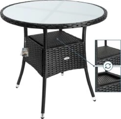 Casaria Polyrattan Bijzettafel 80cm Rond - 5mm Veiligheidsglas – Zwart 15 Casaria Polyrattan Bijzettafel 80cm Rond - 5mm Veiligheidsglas – Zwart -Tuinmeubilair 1200x1185 3