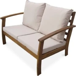 Houten Loungeset 4 Plaatsen - Ushuaïa -ecru Kussens, Bank, Fauteuils En Lage Tafel Van Acacia, Design -Tuinmeubilair 1200x1192 7