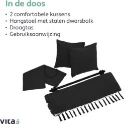 Vita5 XXL Hangstoel - Binnen&Buiten Hangnest - Incl. 2 Kussens En Boekenvak - Volwassenen&Kinderen - Hangmatstoel Tot 225kg - Zwart 23 Vita5 XXL Hangstoel - Binnen&Buiten Hangnest - Incl. 2 Kussens En Boekenvak - Volwassenen&Kinderen - Hangmatstoel Tot 225kg - Zwart -Tuinmeubilair 1200x1194 1