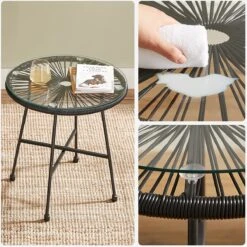 Songmics Balkonmeubilair, Tuinmeubelset, Set Van 3, Zitgroep, Terrasmeubilair, Glazen Tafelblad, 2 Stoelen, Voor Binnen En Buiten, Voor Patio, Tuin, Balkon, Buiten, Zwart GGF013B02 -Tuinmeubilair 1200x1199 14