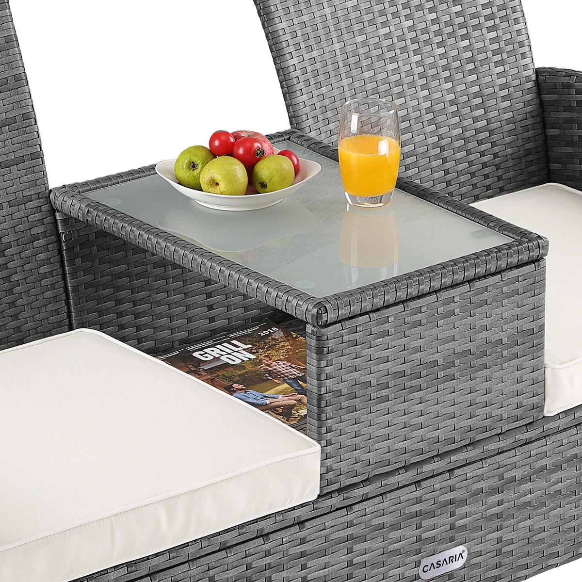 Casaria Polyrattan Tuinbank - Incl. Tafel & Kussens 7 Cm - Grijs 7 Casaria Polyrattan Tuinbank - Incl. Tafel & Kussens 7 Cm - Grijs - Afbeelding 5