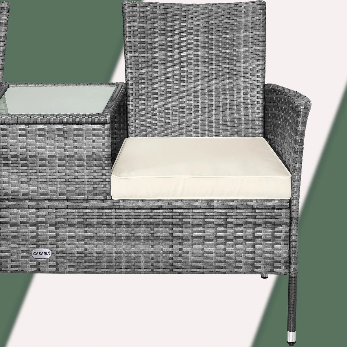 Casaria Polyrattan Tuinbank - Incl. Tafel & Kussens 7 Cm - Grijs 11 Casaria Polyrattan Tuinbank - Incl. Tafel & Kussens 7 Cm - Grijs - Afbeelding 9