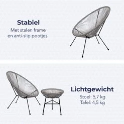 LifeGoods Acapulco Bistroset - 3-Delig - Tuinset Met Bijzettafel - Grijs 15 LifeGoods Acapulco Bistroset - 3-Delig - Tuinset Met Bijzettafel - Grijs -Tuinmeubilair 1200x1200 1064