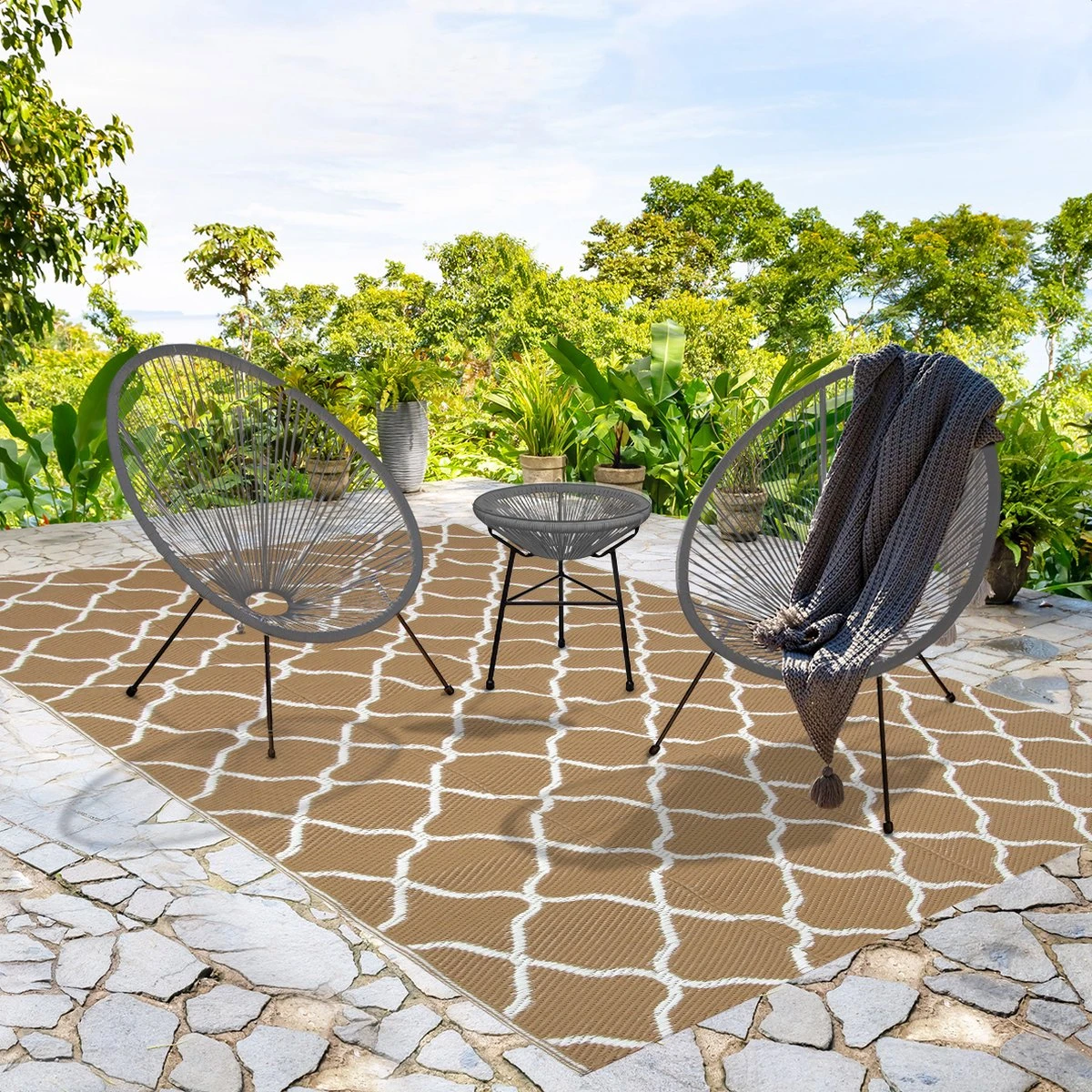 LifeGoods Acapulco Bistroset - 3-Delig - Tuinset Met Bijzettafel - Grijs 8 LifeGoods Acapulco Bistroset - 3-Delig - Tuinset Met Bijzettafel - Grijs - Afbeelding 6