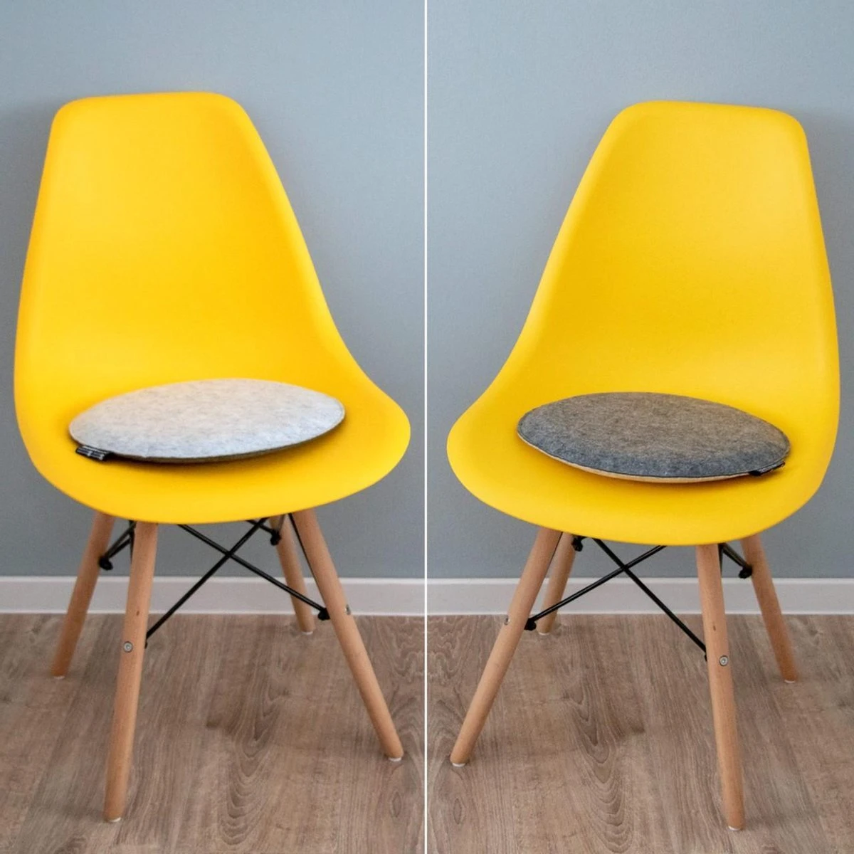 30mm Vilten Zitkussen Rond - Ø 35cm Stoelkussen Stoelpad Zacht 2-kleurig Grijs 6 30mm Vilten Zitkussen Rond - Ø 35cm Stoelkussen Stoelpad Zacht 2-kleurig Grijs - Afbeelding 4