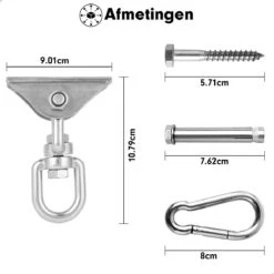 Luxe Ophangsysteem - 180° Schommelen, 360° Roteerbaar - Plafondhaak - Ophanghaak - Hangstoel Buiten - Hangstoel Binnen – Schommelstoel - Schommel - Bokszakken - RVS - Nederlandse Handleiding - -Tuinmeubilair 1200x1200 229