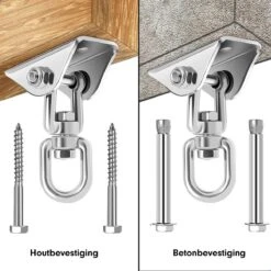 Luxe Ophangsysteem - 180° Schommelen, 360° Roteerbaar - Plafondhaak - Ophanghaak - Hangstoel Buiten - Hangstoel Binnen – Schommelstoel - Schommel - Bokszakken - RVS - Nederlandse Handleiding - -Tuinmeubilair 1200x1200 230
