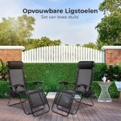 LifeGoods Opvouwbare Tuinstoelen - Verstelbaar Zonnescherm - 2 Stuks - 30°-90° Verstelbaar - Metaal - Zwart 24 LifeGoods Opvouwbare Tuinstoelen - Verstelbaar Zonnescherm - 2 Stuks - 30°-90° Verstelbaar - Metaal - Zwart -Tuinmeubilair 1200x1200 278