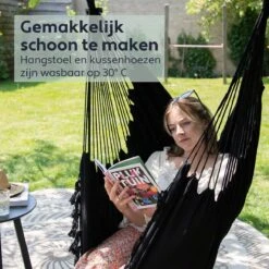 Vita5 XXL Hangstoel - Binnen&Buiten Hangnest - Incl. 2 Kussens En Boekenvak - Volwassenen&Kinderen - Hangmatstoel Tot 225kg - Zwart 16 Vita5 XXL Hangstoel - Binnen&Buiten Hangnest - Incl. 2 Kussens En Boekenvak - Volwassenen&Kinderen - Hangmatstoel Tot 225kg - Zwart -Tuinmeubilair 1200x1200 356