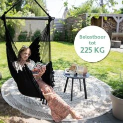 Vita5 XXL Hangstoel - Binnen&Buiten Hangnest - Incl. 2 Kussens En Boekenvak - Volwassenen&Kinderen - Hangmatstoel Tot 225kg - Zwart 17 Vita5 XXL Hangstoel - Binnen&Buiten Hangnest - Incl. 2 Kussens En Boekenvak - Volwassenen&Kinderen - Hangmatstoel Tot 225kg - Zwart -Tuinmeubilair 1200x1200 357