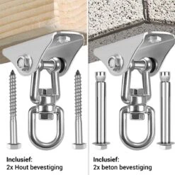 Ophangsysteem - Plafondhaak RVS - Ophanghaak TRX - Hangstoel Buiten - Hangstoel Binnen – Schommelstoel - Schommel - Bokszakken - RVS - 300kg 15 Ophangsysteem - Plafondhaak RVS - Ophanghaak TRX - Hangstoel Buiten - Hangstoel Binnen – Schommelstoel - Schommel - Bokszakken - RVS - 300kg -Tuinmeubilair 1200x1200 366