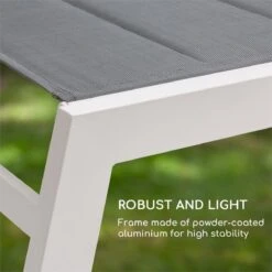 Blumfeldt Renazzo Lounge Ligstoel - Ligbed Voor De Tuin - Aluminium Tuinstoel - 6 Standen - Waterafstotend - Bekleding Van 70 % Pvc En 30 % Polyetheen - Grijs -Tuinmeubilair 1200x1200 380