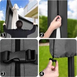 Kingsleeve Parasolhoes Tot Ø 330cm - Weerbestendig Robuust - Grijs -Tuinmeubilair 1200x1200 48