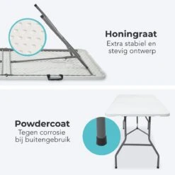 LifeGoods Klaptafel - Inklapbaar - 70x180cm - Verstelbare Vouwtafel - Weerbestendig - Wit -Tuinmeubilair 1200x1200 527