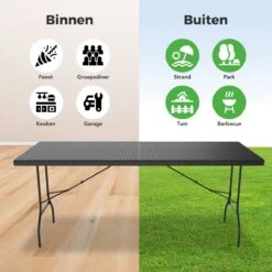 LifeGoods Klaptafel - Inklapbaar - 180 Cm - 6 Tot 8 Personen - Zwart 14 LifeGoods Klaptafel - Inklapbaar - 180 Cm - 6 Tot 8 Personen - Zwart -Tuinmeubilair 1200x1200 567