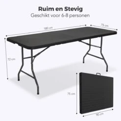 LifeGoods Klaptafel - Inklapbaar - 180 Cm - 6 Tot 8 Personen - Zwart 15 LifeGoods Klaptafel - Inklapbaar - 180 Cm - 6 Tot 8 Personen - Zwart -Tuinmeubilair 1200x1200 568