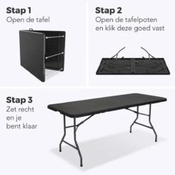 LifeGoods Klaptafel - Inklapbaar - 180 Cm - 6 Tot 8 Personen - Zwart 17 LifeGoods Klaptafel - Inklapbaar - 180 Cm - 6 Tot 8 Personen - Zwart -Tuinmeubilair 1200x1200 570