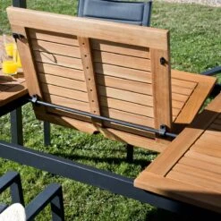 NATERIAL - Uitschuifbare Tuintafel ORIS - Uitschuifbare Tafel Voor 6 Tot 8 Personen - 180-240x100 Cm - Aluminium - Hout Eucalyptus -Tuinmeubilair 1200x1200 618