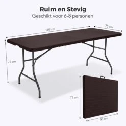 LifeGoods Klaptafel - Inklapbaar - 180 Cm - 6 Tot 8 Personen - Bruin 15 LifeGoods Klaptafel - Inklapbaar - 180 Cm - 6 Tot 8 Personen - Bruin -Tuinmeubilair 1200x1200 659