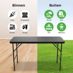 LifeGoods Klaptafel - Inklapbaar - 120 Cm - 4 Personen - Zwart -Tuinmeubilair 1200x1200 667