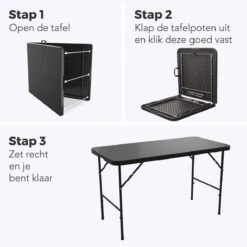LifeGoods Klaptafel - Inklapbaar - 120 Cm - 4 Personen - Zwart -Tuinmeubilair 1200x1200 670