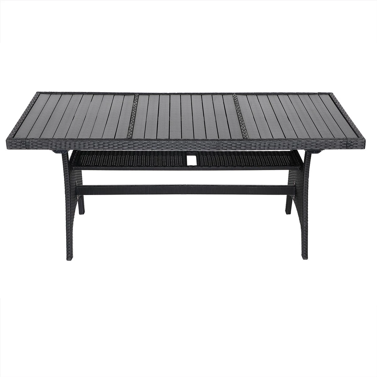 Casaria Polyrattan Tuintafel - WPC Tafelblad 190x90x74 Cm – Zwart 5 Casaria Polyrattan Tuintafel - WPC Tafelblad 190x90x74 Cm – Zwart - Afbeelding 3