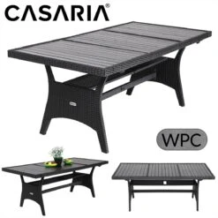 Casaria Polyrattan Tuintafel - WPC Tafelblad 190x90x74 Cm – Zwart 17 Casaria Polyrattan Tuintafel - WPC Tafelblad 190x90x74 Cm – Zwart -Tuinmeubilair 1200x1200 678