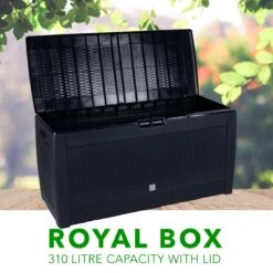 Opbergbox 310L UV-Bestendig Weerbestendig Wielen Tuinbox Rotan-look Antraciet -Tuinmeubilair 1200x1200 696